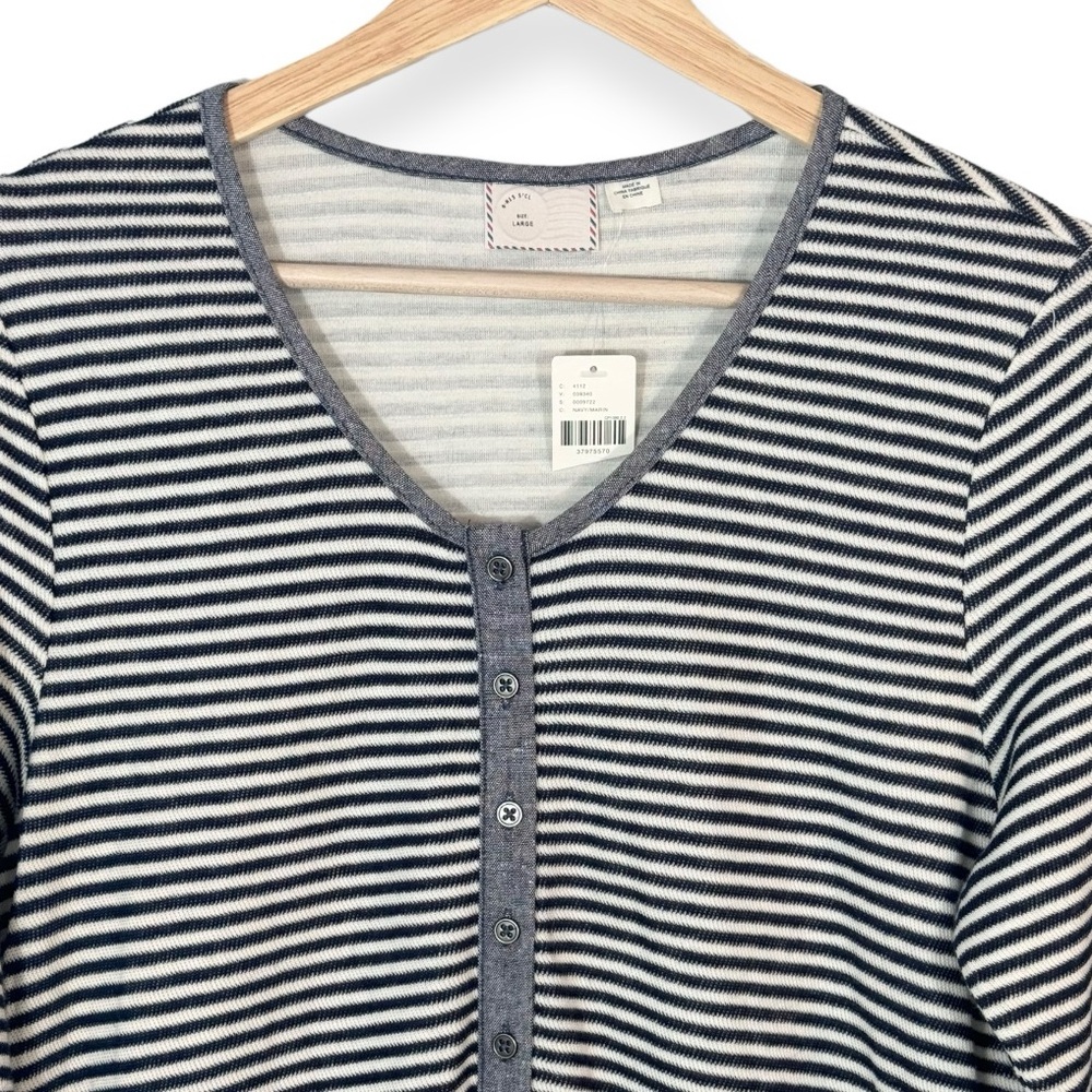 Anthropologie Postmark Stripe Side Slits Henley Midi Tunic/Dress Large - Picture 4 of 10